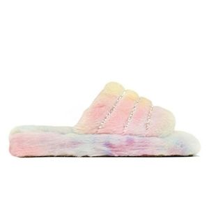 Sandal slides colorful fur